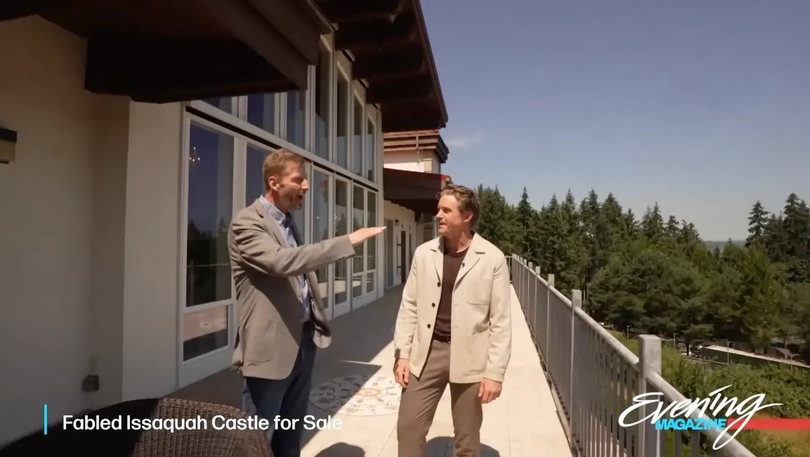 Colin Dalrymple touring the Issaquah Castle terrace on KING 5 Evening Magazine